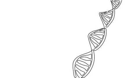 One line continuous DNA code helix symbol concept. Silhouette of science modern イラスト素材