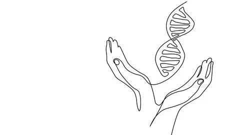 One line continuous DNA code helix symbol concept. Silhouette of science mo.. イラスト素材