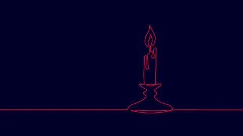 One line continuous lightning candle symbol concept. Silhouette of burning Stock Illustration