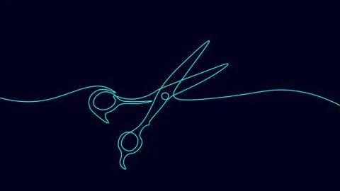 One line continuous stylist scissors symbol concept. Barber haircut beauty salon Stock-Illustration