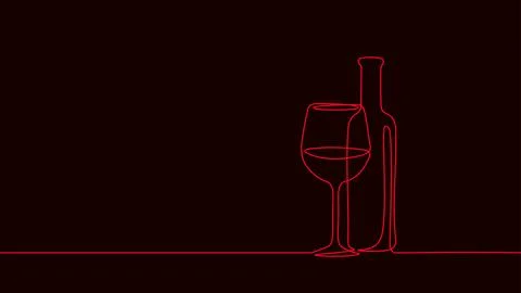 One line continuous vine bottle flass symbol concept. Silhouette of alcoholic Stock Illustration