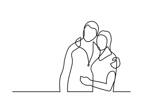 One line couple 2 Stock Illustration