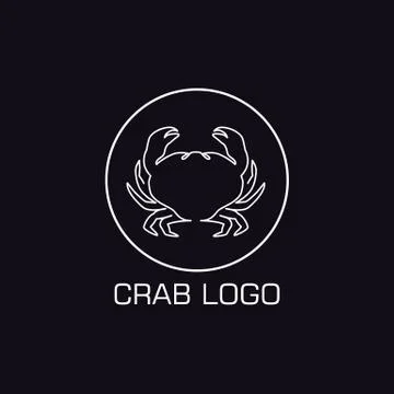 One line crab logo Stock Illustration