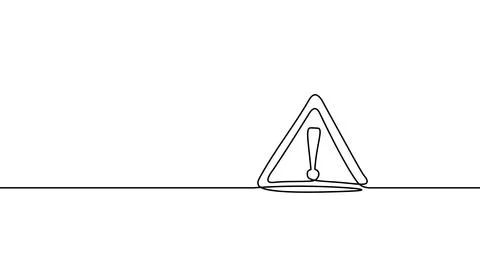 One line cyber security safety warning exclamation point. Continuous line guard Illustrazione stock