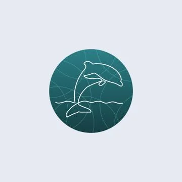 One line dolphin logo Stock Illustration