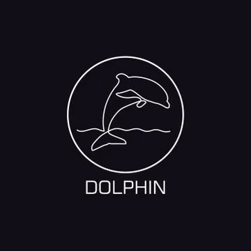 One line dolphin logo Stock Illustration