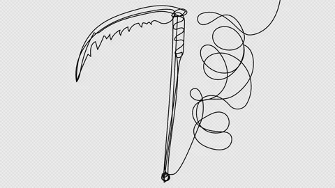 One line drawing animation of a Gothic scythe Stock Footage 161905131