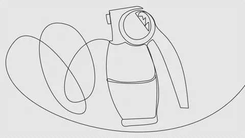 One line drawing animation of a grenade Stock Footage 162695799