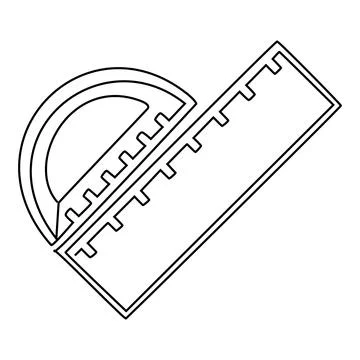 One line drawing of a arch ruler. stationary for school equipment. Back to sc 스톡 일러스트