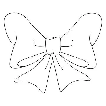 One line drawing Bow icon. Outline Vector illustration of ribbon bow isolated Stock Illustration