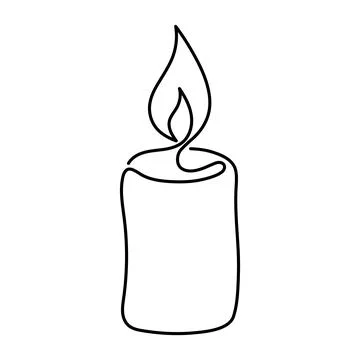 One line drawing of a burning candle. Editable stroke Stockillustratie