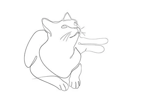 One line drawing of the cat in modern minimalistic style, line illustration Stock Illustration