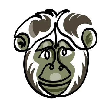 One line drawing of chimpanzee. Stock Illustration
