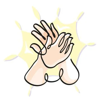 One line drawing of clapping hands Stock Illustration