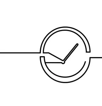 One line drawing of Clock vector Illustrazione stock