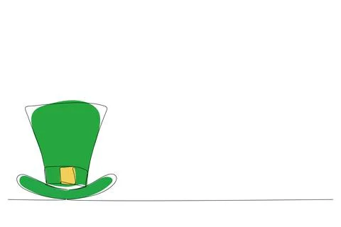 One line drawing. Continuous line art. Leprechaun hat. Hand drawn minimalis.. Stock Illustration