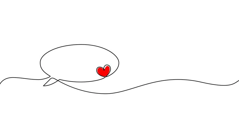 One-line drawing creates flowing speech bubble shape in minimalist linear Stock Illustration