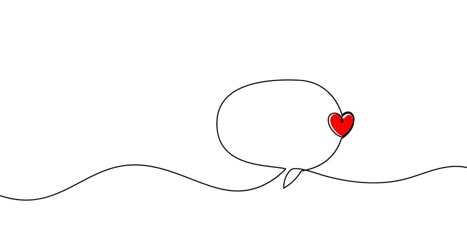 One line drawing creates speech bubble icon with flowing continuous stroke Stock Illustration