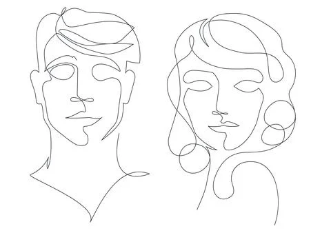 One line drawing face. Stock Illustration