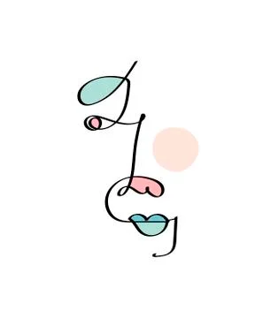 One line drawing face. Modern minimalism art, aesthetic contour. Abstract woman Stock Illustration