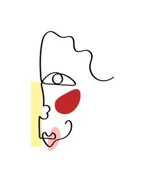 One line drawing face. Modern minimalism art, aesthetic contour. Abstract woman Stock Illustration