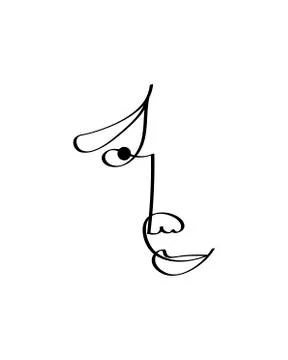 One line drawing face. Modern minimalism art, aesthetic contour. Abstract woman Stock Illustration