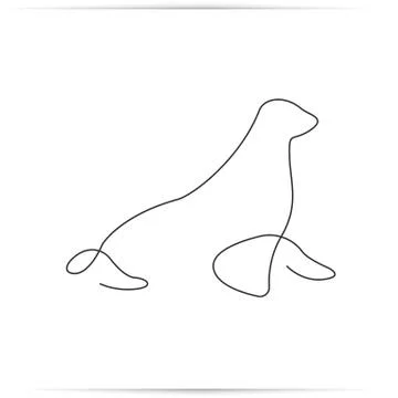 One line drawing of a fur seal Stock Illustration