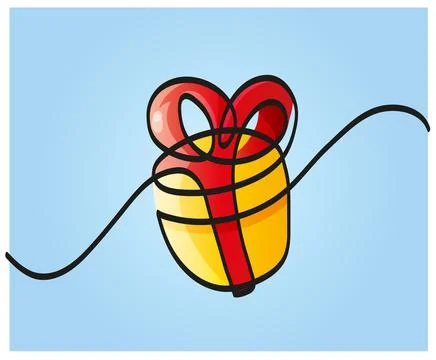 One line drawing of gift box. Stock Illustration