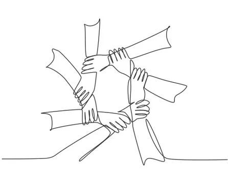 One line drawing of hand gesture making circle ring network Stock-Illustration