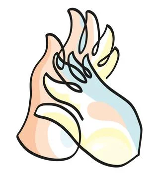 One line drawing of  hands clapping. Stock Illustration