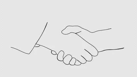 One line drawing handshake, animation with alpha channel. Stock-Footage 257951255