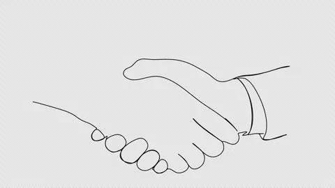 One line drawing handshake, animation with alpha channel. Stock Footage 257951831