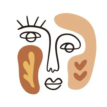 One line drawing human face with organic shapes. Stock Illustration
