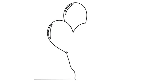 One line drawing of isolated vector object - air balloon Stock Footage 143461830