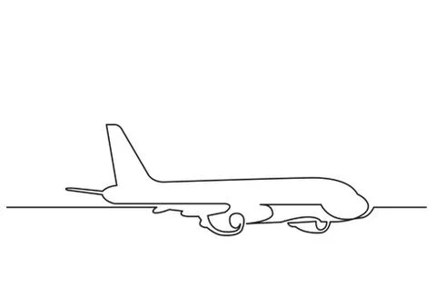 One line drawing of isolated vector object - passenger airplane Illustrazione stock