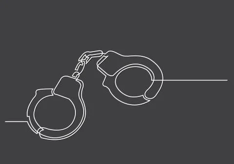 One line drawing of isolated vector object - handcuffs Stock Illustration