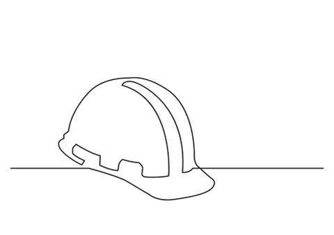 One line drawing of isolated vector object - hard hat Stock Illustration