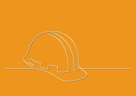 One line drawing of isolated vector object - hard hat Stock Illustration