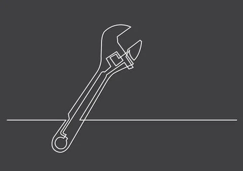 One line drawing of isolated vector object - adjustable spanner イラスト素材