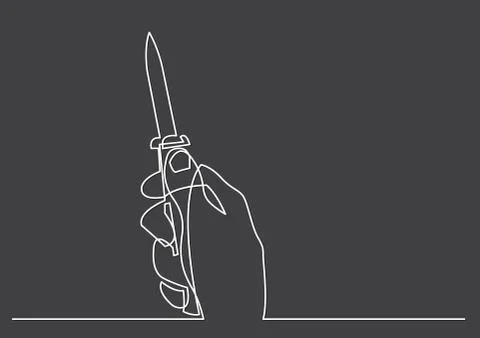 One line drawing of isolated vector object - hand holding dagger knife イラスト素材