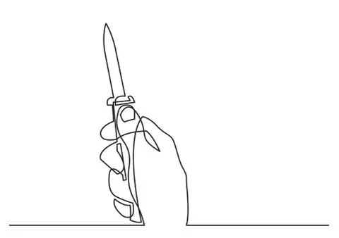 One line drawing of isolated vector object - hand holding dagger knife イラスト素材