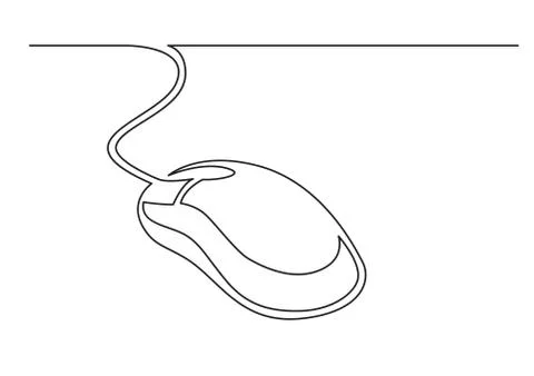 One line drawing of isolated vector object - wired computer mouse Stock Illustration