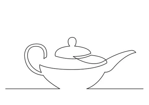 One line drawing of isolated vector object - teapot Ilustración de archivo