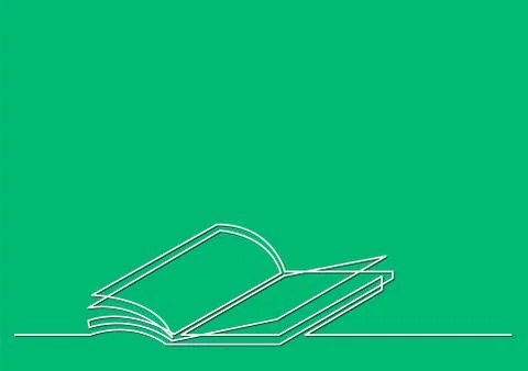One line drawing of isolated vector object - open book with fying pages Stock Illustration