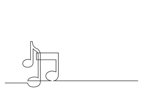 One line drawing of isolated vector object - music notes Stock Illustration