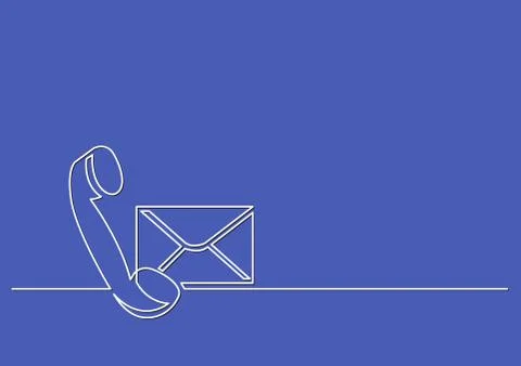 One line drawing of isolated vector object - phone receiver and mail envelope イラスト素材