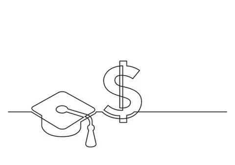 One line drawing of isolated vector objects - cost of education Stock Illustration