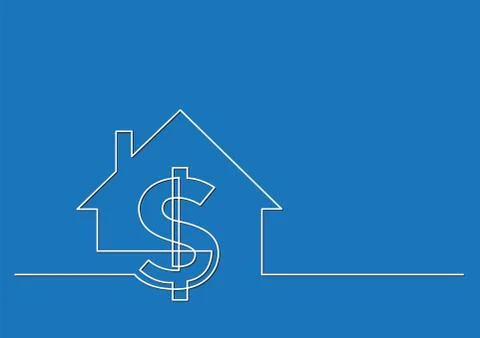 One line drawing of isolated vector object - dollar sign and house 스톡 일러스트