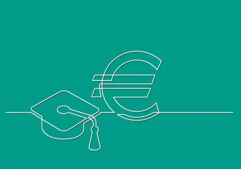 One line drawing of isolated vector object - cost of education in euro Stock Illustration
