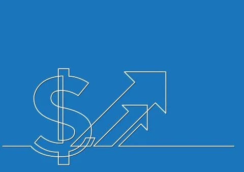 One line drawing of isolated vector object - dollar sign with arrow Illustrazione stock